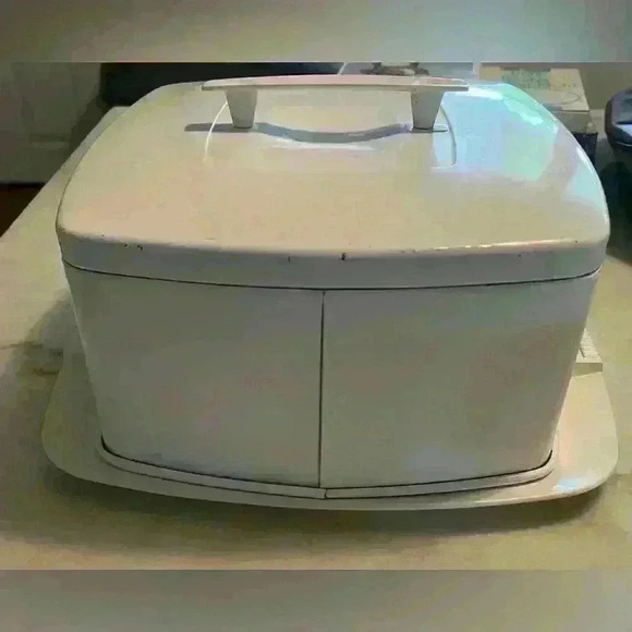 Vintage Ransburg Metal Cake Plate Holder & Cover Canister Carrier Nostalgiacore - Picture 3 of 11